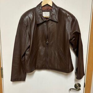 WOMENS LORD & TAYLOR RICH BROWN 100% LEATHER LINED JACKET. SZ. 14